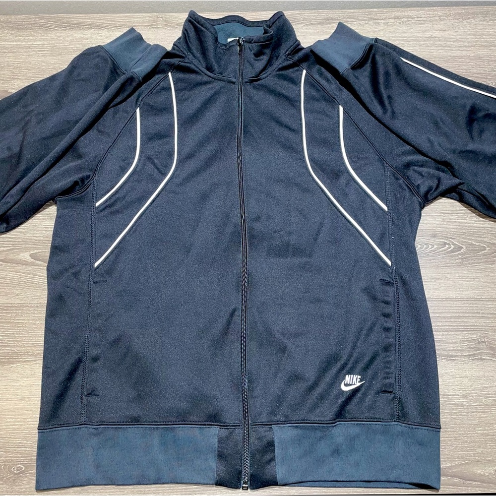 VINTAGE NIKE Black Zip Up Track Jacket Size Large